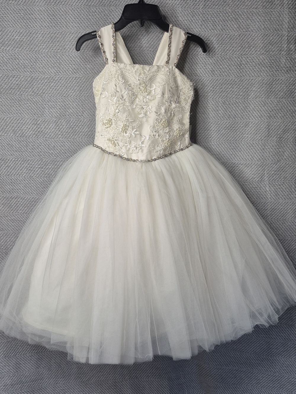 NWT Christie Helene Luxury Designer Beaded Bow Flower Communion Dress Girl Sz 6